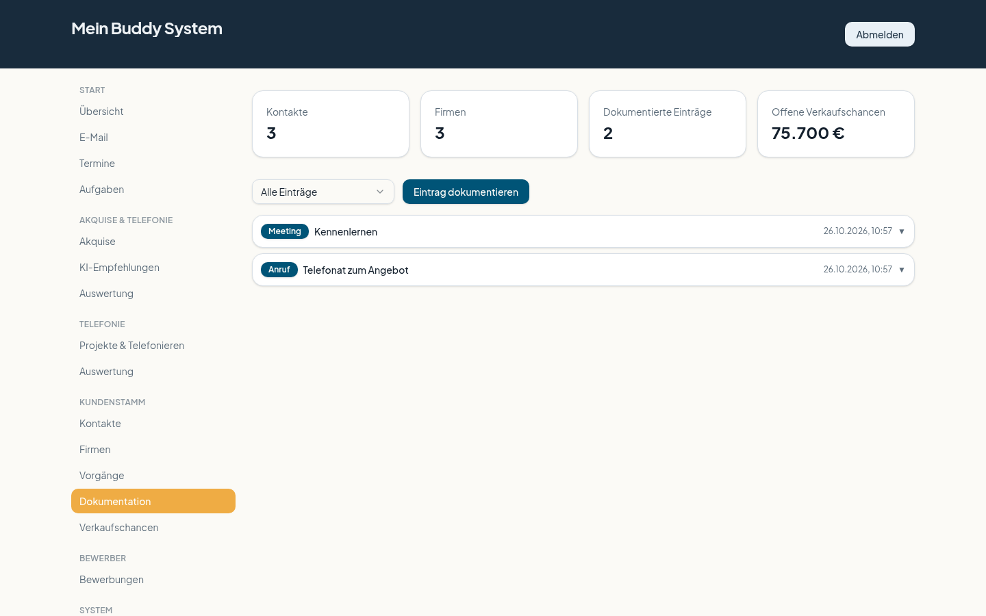 Screenshot Dokumentation